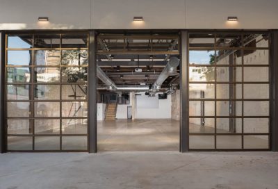 view of the garage doors at the 800 congress event venue